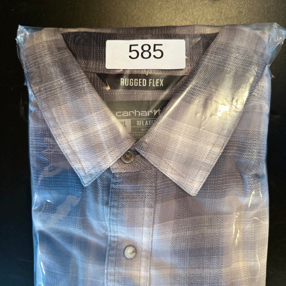 Carhartt Rugged Flex Pearl Snap Flannel Shirt Mens XL Tall Grey Relaxed Fit - Picture 8 of 8